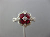 ESTATE 1.50CT DIAMOND & AAA RUBY 18KT WHITE GOLD FLOWER HALO SQUARE PROMISE RING