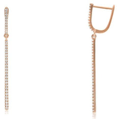 ESTATE .46CT ROUND DIAMOND 14KT ROSE GOLD CLASSIC BAR ELONGATED HANGING EARRINGS