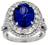 LARGE 8.0CT DIAMOND & AAA TANZANITE 14KT WHITE GOLD DOUBLE HALO ENGAGEMENT RING