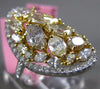 LARGE 4.18CT WHITE & FANCY YELLOW DIAMOND 18K 2 TONE GOLD OVAL ANNIVERSARY RING