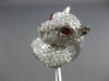 ESTATE EXTRA LARGE 3.69CT DIAMOND & AAA RUBY 18K WHITE GOLD HAPPY TIGER FUN RING