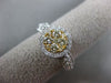 WIDE 1.31CT WHITE & FANCY YELLOW DIAMOND 14K 2 TONE GOLD HALO CLUSTER LOVE RING