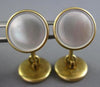 ESTATE AAA MOTHER OF PEARL 14KT YELLOW GOLD DOUBLE SIDED BEZEL CUFF LINKS #26425