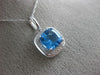 ESTATE 1.88CT DIAMOND & AAA BLUE TOPAZ 14KT WHITE GOLD 3D SQUARE HALO PENDANT