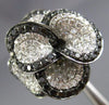 EXTRA LARGE 2.93CT WHITE & BLACK DIAMOND 18K WHITE GOLD MULTI LEAF FLOWER RING