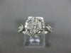 ESTATE WIDE 1CT DIAMOND 14KT WHITE GOLD 3D CLUSTER SQUARE HALO ENGAGEMENT RING