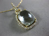 ESTATE LARGE 4.30CT DIAMOND & GREEN AMETHYST 14K YELLOW GOLD RECTANGULAR PENDANT