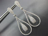 ESTATE LARGE 1.50CT DIAMOND 14K WHITE GOLD 3D TEAR DROP CLUSTER HANGING EARRINGS
