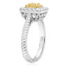 ESTATE .72CT WHITE & FANCY YELLOW DIAMOND 18KT 2 TONE GOLD HALO ENGAGEMENT RING