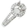 ESTATE .43CT DIAMOND 18KT WHITE GOLD 3D 4 PRONG HALO SEMI MOUNT ENGAGEMENT RING