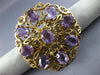 ANTIQUE VICTORIAN 14CT AAA AMETHYST 14KT YELLOW GOLD FLOWER PIN BROOCH #19164