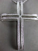 ESTATE LARGE .37CT DIAMOND 18KT WHITE GOLD 3D ETOILE PAVE CROSS FLOATING PENDANT