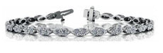 3.24CT DIAMOND 14KT WHITE GOLD 3D ROUND MARQUISE SHAPE ETERNITY TENNIS BRACELET