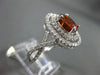 ESTATE LARGE 3.12CT DIAMOND & AAA ORANGE SAPPHIRE 14K WHITE GOLD ENGAGEMENT RING