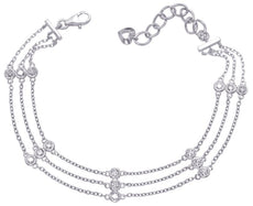 .45CT DIAMOND 14KT WHITE GOLD 3D CLASSIC 3 ROW BY THE YARD LOVE TENNIS BRACELET