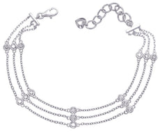 .68CT DIAMOND 14KT WHITE GOLD 3D CLASSIC 3 ROW BY THE YARD LOVE TENNIS BRACELET
