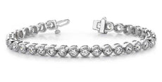 2.01CT DIAMOND 14KT WHITE GOLD ROUND FILIGREE MILGRAIN ETERNITY TENNIS BRACELET