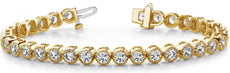 3.0CT DIAMOND 14KT YELLOW GOLD 3D ROUND BEZEL FILIGREE ETERNITY TENNIS BRACELET