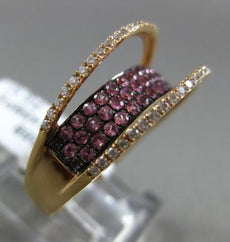 ESTATE .72CT DIAMOND & AAAPINK SAPPHIRE 18K ROSE GOLD 3D MULTI ROW PAVE FUN RING
