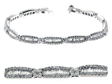 5.37CT DIAMOND 14KT WHITE GOLD ROUND & BAGUETTE  X LOVE ETERNITY TENNIS BRACELET