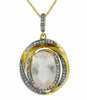 4.25CT DIAMOND & AAA ROSE QUARTZ 14KT YELLOW GOLD OVAL & ROUND LOVE KNOT PENDANT