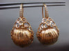 ESTATE EXTRA LARGE .80CT DIAMOND 18K YELLOW GOLD STRIATED CROWN HANGING EARRINGS