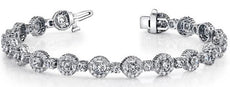 4.79CT DIAMOND 14KT WHITE GOLD 3D CLASSIC MULTI FLOWER ETERNITY TENNIS BRACELET
