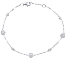 .39CT DIAMOND 14KT WHITE GOLD 3D CLASSIC FLOWER BY THE YARD LOVE TENNIS BRACELET