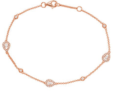 .36CT DIAMOND 14KT ROSE GOLD ROUND PEAR SHAPE BY THE YARD ETOILE TENNIS BRACELET