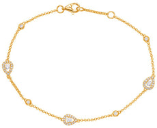 .36CT DIAMOND 14KT YELLOW GOLD ROUND PEAR SHAPE BY THE YARD LOVE TENNIS BRACELET