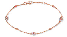 .44CT DIAMOND & AAA RUBY 14KT ROSE GOLD BY THE YARD EVIL EYE LUCKY FUN BRACELET