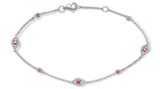 .44CT DIAMOND & AAA RUBY 14KT WHITE GOLD BY THE YARD EVIL EYE LUCKY FUN BRACELET