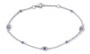 .44CT DIAMOND & AAA SAPPHIRE 14KT WHITE GOLD BY THE YARD EVIL EYE LUCKY BRACELET