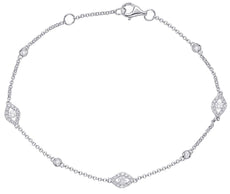 .38CT DIAMOND 14KT WHITE GOLD ROUND EVIL EYE ETOILE BY THE YARD TENNIS BRACELET