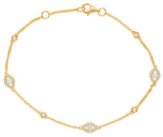 .38CT DIAMOND 14KT YELLOW GOLD ROUND EVIL EYE ETOILE BY THE YARD TENNIS BRACELET