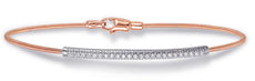 ESTATE .15CT DIAMOND 14K WHITE & ROSE GOLD 3D CLASSIC FLEXIBLE BAR LOVE BRACELET