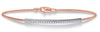 ESTATE .15CT DIAMOND 14K WHITE & ROSE GOLD 3D CLASSIC FLEXIBLE BAR LOVE BRACELET