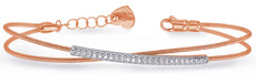 ESTATE .15CT DIAMOND 14KT WHITE & ROSE GOLD CRISS CROSS FLEXIBLE BANGLE BRACELET