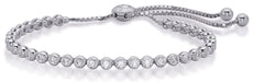1.62CT DIAMOND 14K WHITE GOLD CLASSIC ROUND BEZEL ADJUSTABLE FUN TENNIS BRACELET