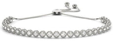 1.39CT DIAMOND 14K WHITE GOLD 3D ROUND BEZEL ADJUSTABLE FILIGREE TENNIS BRACELET