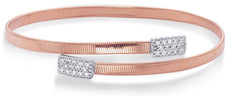 .31CT DIAMOND 14KT WHITE ROSE GOLD RECTANGULAR CRISS CROSS SNAKE BANGLE BRACELET