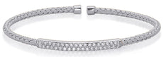 .45CT DIAMOND 14K WHITE GOLD 3D 2 ROW CLASSIC BAR WOVEN FLEXIBLE BANGLE BRACELET