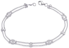 .68CT DIAMOND 14K WHITE GOLD 3D 2 ROW BY THE YARD EVIL EYE LUCKY TENNIS BRACELET