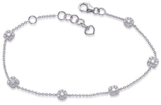 .64CT DIAMOND 14K WHITE GOLD 3D CLUSTER ROUND & SQUARE BY THE YARD LOVE BRACELET