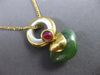 ESTATE LARGE AAA MULTI GEM 18KT YELLOW GOLD 3D DOUBLE TEAR DROP FLOATING PENDANT