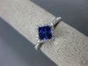 ESTATE WIDE .72CT DIAMOND & AAA SAPPHIRE 18K WHITE GOLD CLASSIC SQUARE HALO RING