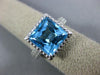 ESTATE LARGE 8.0CT AAA BLUE TOPAZ 14KT WHITE GOLD SOLITAIRE FILIGREE RING #26572