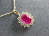 ESTATE LARGE 1.98CT DIAMOND & AAA RUBY 14K YELLOW GOLD 3D OVAL FLOWER PENDANT