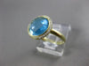 ESTATE 3.90CT ROUND DIAMOND & AAA BLUE TOPAZ 18KT YELLOW GOLD 3D ROUND HALO RING