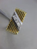 ANTIQUE .35CT BAGUETTE DIAMOND 14K 2 TONE GOLD FILIGREE MENS RING 8.5MM #11634